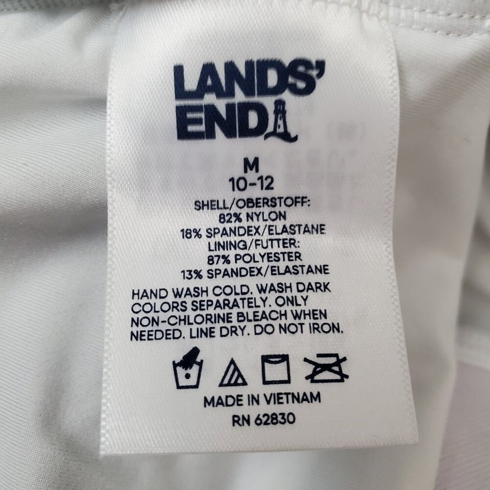 Women's Lands' End One Piece Swimsuit Black White Stripe Size M Full Coverage - Picture 7 of 8